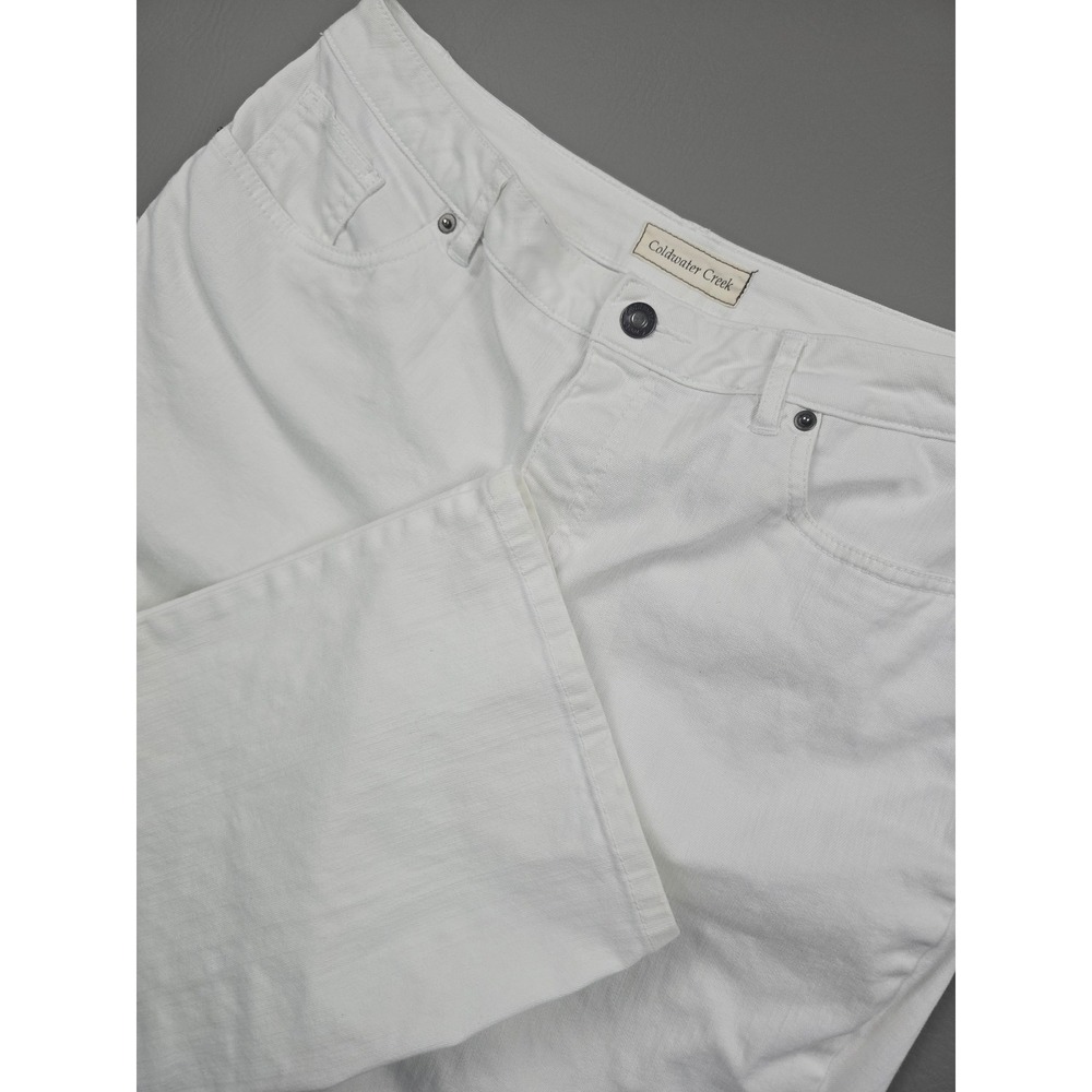 Coldwater Creek Womens P14 White Denim Straight Leg Stretch Pants Petite